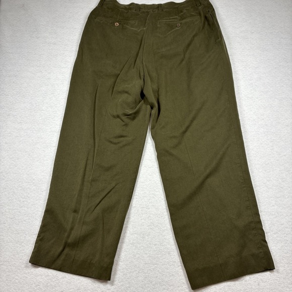 Tommy Bahama Men's Silk Pleated Dress Pants 36x27 Khaki Green Relaxed Fit - Picture 7 of 14